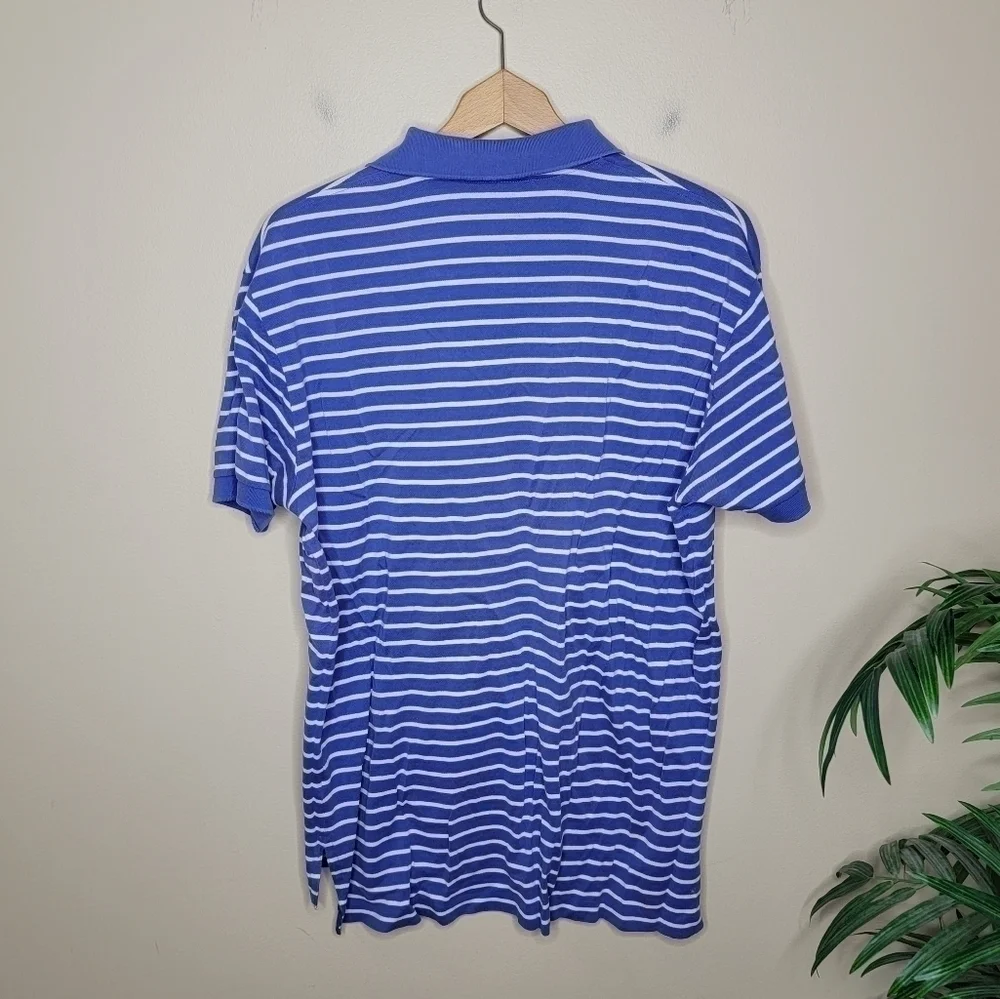 Polo by Ralph Lauren Blue Striped Short Sleeve Polo Shirt Size Large Preppy